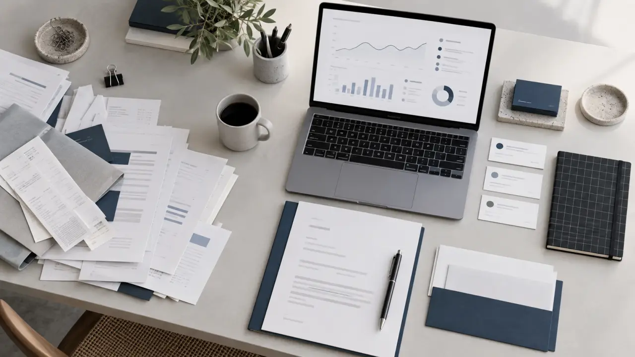 Vue objective d'un espace de travail organisé pour piloter des abonnements B2B