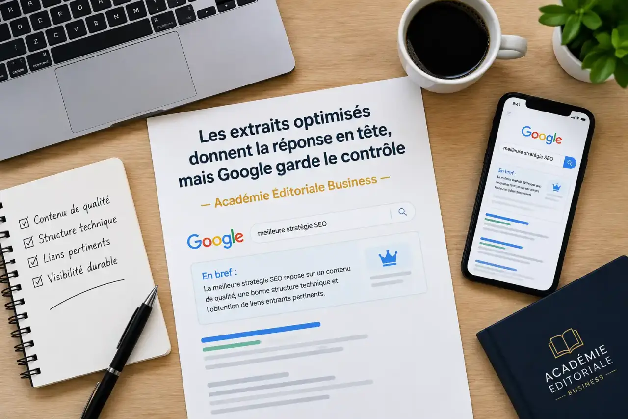 Les extraits optimisés donnent la réponse en tête, mais Google garde le contrôle