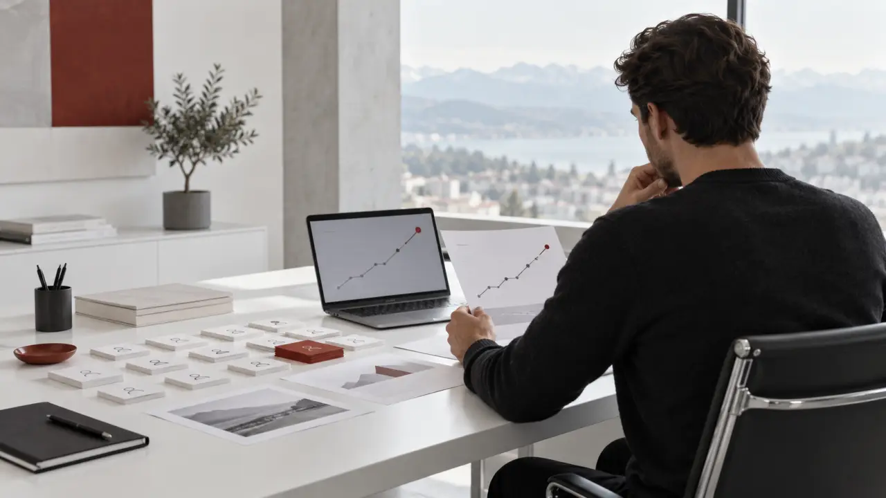 Espace de travail minimaliste organisé autour de données et de documents stratégiques
