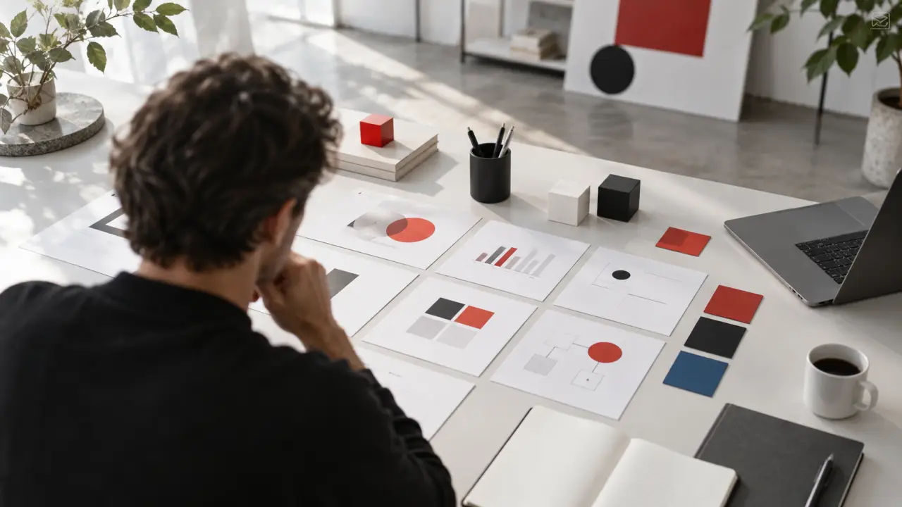 Espace de travail minimaliste organisé pour analyser une proposition de valeur