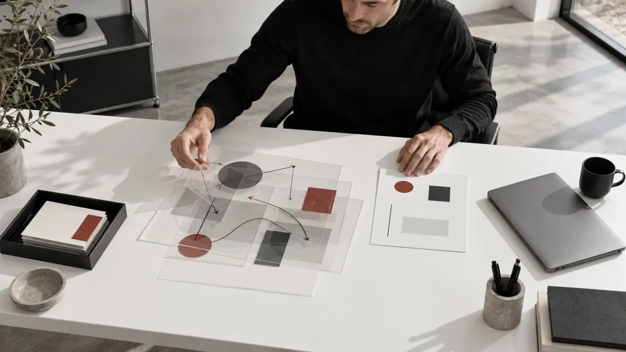 Espace de travail minimaliste organisé selon une grille pour analyser une proposition de valeur